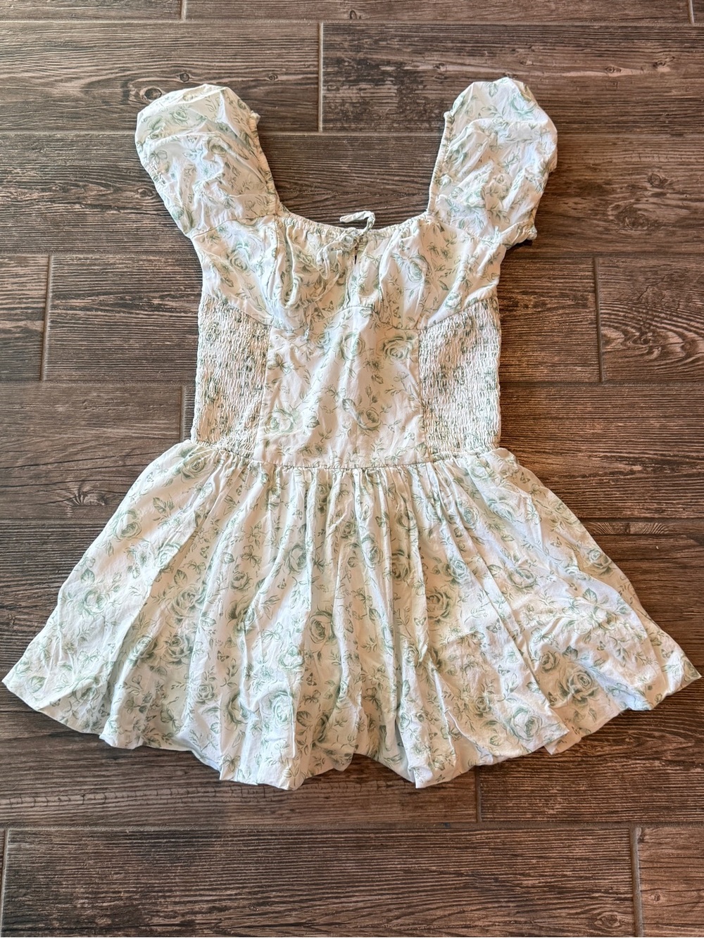 Hollister Sophia Drop Waist Floral Print Puff Sleeve Bubble Skort Mini Dress
